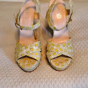 Red Valentino daisy print platforms